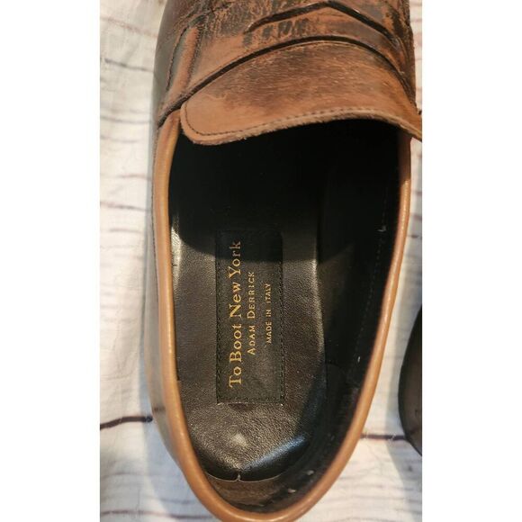To Boot New York Adam Derrick Distressed Burnished Leather Penny Loafer Size 9 main image 4